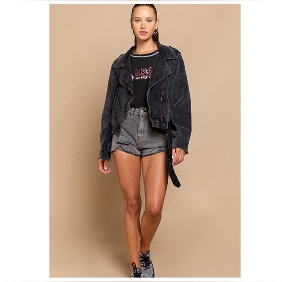 POL Easy Rider Lux Vintage Distressed  Corduroy Zip Front Moto Jacket Size M NEW - Picture 12 of 13